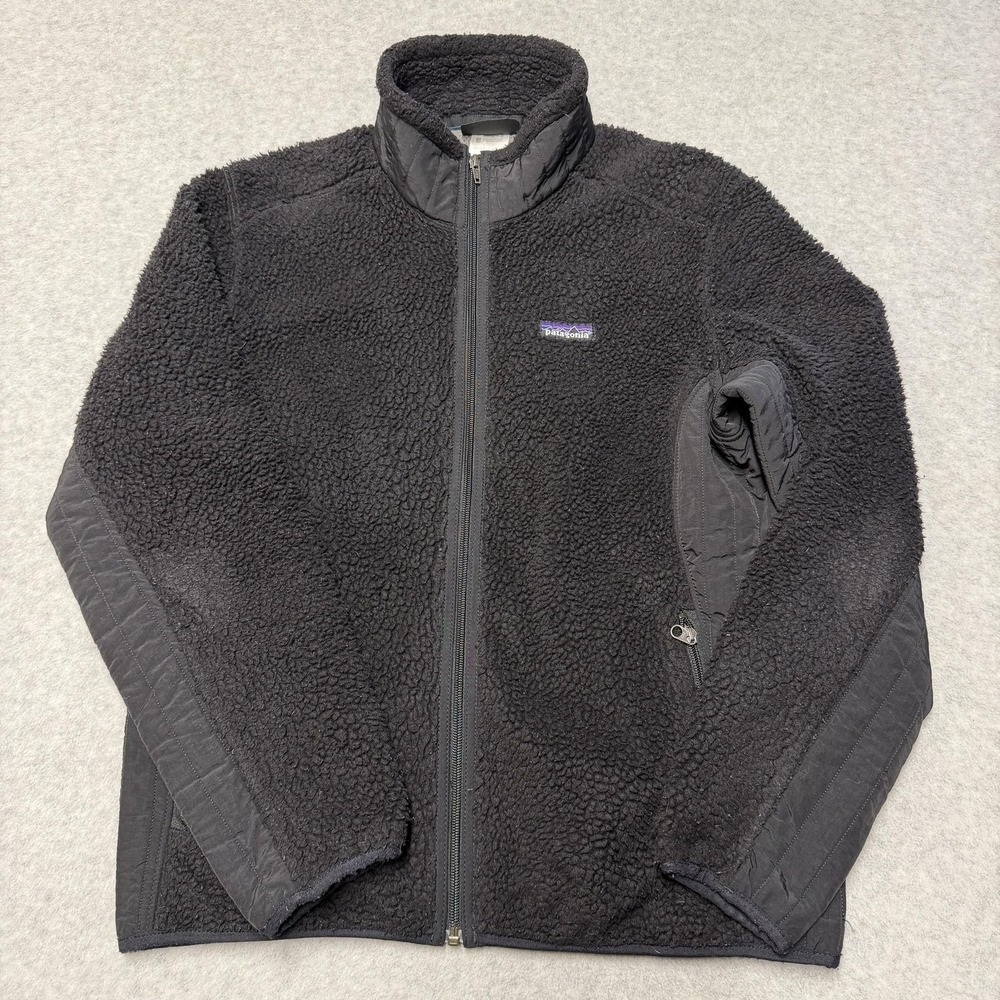 Patagonia Synchilla Jacket Womens Large Black Fleece Full Zip Lined Hiking